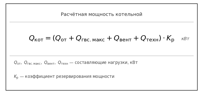 Формула расчета мощности с учетом резервирования